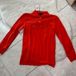 NWT Orange Long Sleeve Ralph Lauren Polo Shirt Boys Small 8